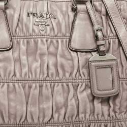 Pre Owned Prada Beige Gaufre Leather Double Zip Tote