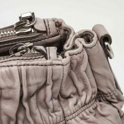 Pre Owned Prada Beige Gaufre Leather Double Zip Tote