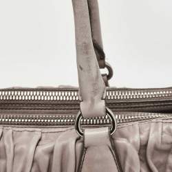 Pre Owned Prada Beige Gaufre Leather Double Zip Tote