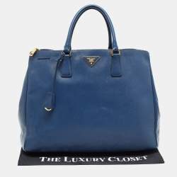 Pre Owned Prada Blue Saffiano Leather Large Galleria Tote