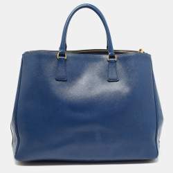 Pre Owned Prada Blue Saffiano Leather Large Galleria Tote