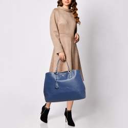 Pre Owned Prada Blue Saffiano Leather Large Galleria Tote