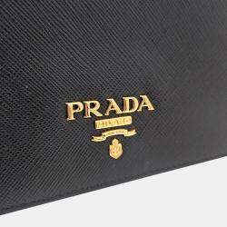 Prada Black leather Saffiano Metal Crossbody Bag 