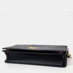 Prada Black leather Saffiano Metal Crossbody Bag 