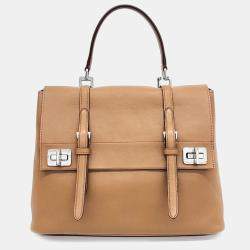 Pre Owned Prada beige Quilted leather City  Double Tote Bag