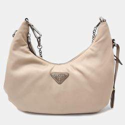 Prada Beige Tessuto Fabric Hobo Bag