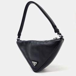 Prada Black Leather Triangle Pouch Bag