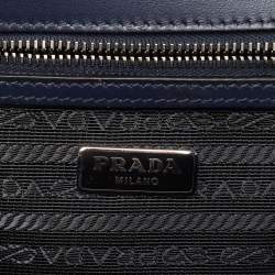Pre Owned Prada Two Tone Blue Saffiano 1 Leather Sound Flap Chain Shoulder Bag