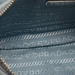 Pre Owned Prada Light Blue Nylon and Leather Re-Edition 2005 Baguette Bag