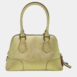 Prada Gold Leather Saffiano To Handle bag