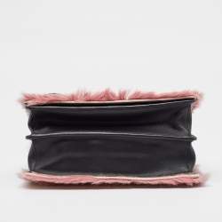 Pre Owned Prada Black/Pink Leather and Calfhair Cahier Flap Shoulder Bag