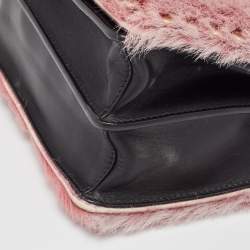 Pre Owned Prada Black/Pink Leather and Calfhair Cahier Flap Shoulder Bag