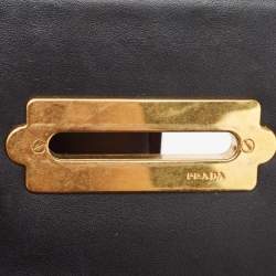 Pre Owned Prada Black/Pink Leather and Calfhair Cahier Flap Shoulder Bag