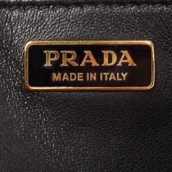 Pre Owned Prada Black/Pink Leather and Calfhair Cahier Flap Shoulder Bag