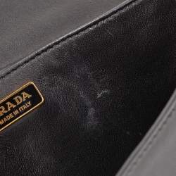 Pre Owned Prada Black/Pink Leather and Calfhair Cahier Flap Shoulder Bag
