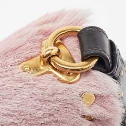 Pre Owned Prada Black/Pink Leather and Calfhair Cahier Flap Shoulder Bag