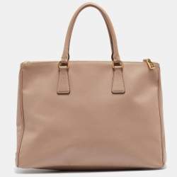 Pre Owned Prada Light Pink Saffiano Lux Leather Large Double Zip Tote