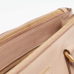 Pre Owned Prada Light Pink Saffiano Lux Leather Large Double Zip Tote