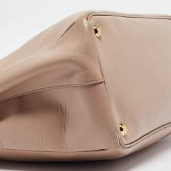 Pre Owned Prada Light Pink Saffiano Lux Leather Large Double Zip Tote