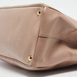 Pre Owned Prada Light Pink Saffiano Lux Leather Large Double Zip Tote