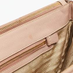 Pre Owned Prada Light Pink Saffiano Lux Leather Large Double Zip Tote