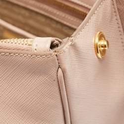 Pre Owned Prada Light Pink Saffiano Lux Leather Large Double Zip Tote