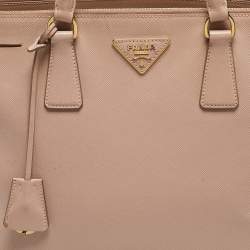 Pre Owned Prada Light Pink Saffiano Lux Leather Large Double Zip Tote