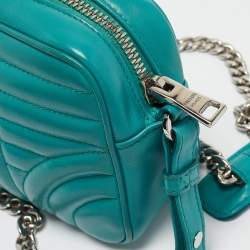Pre Owned Prada Green Leather Diagramme Camera Shoulder Bag