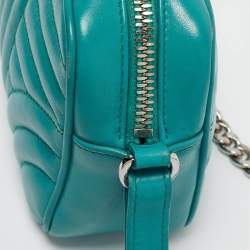 Pre Owned Prada Green Leather Diagramme Camera Shoulder Bag