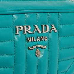 Pre Owned Prada Green Leather Diagramme Camera Shoulder Bag