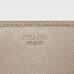 Prada Grey Saffiano Leather Flap Continental Wallet