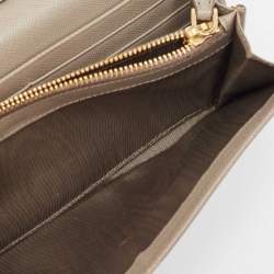Prada Grey Saffiano Leather Flap Continental Wallet