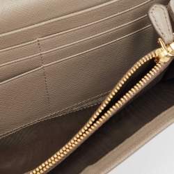 Prada Grey Saffiano Leather Flap Continental Wallet