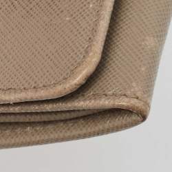 Prada Grey Saffiano Leather Flap Continental Wallet