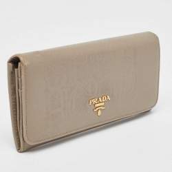 Prada Grey Saffiano Leather Flap Continental Wallet