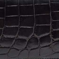 Prada Black Crocodile Flap Continental Wallet