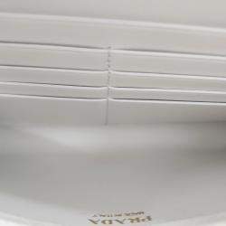 Pre Owned Prada White Saffiano Leather Chain Clutch Bag