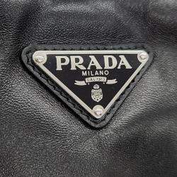 Prada Black Leather Tessuto Padded Hobo Bag