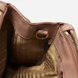 Pre Owned Prada Light Pink Saffiano Lux Leather Small Double Zip Tote