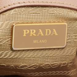 Pre Owned Prada Light Pink Saffiano Lux Leather Small Double Zip Tote