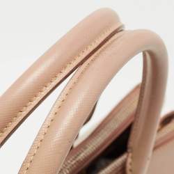 Pre Owned Prada Light Pink Saffiano Lux Leather Small Double Zip Tote