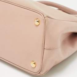 Pre Owned Prada Light Pink Saffiano Lux Leather Small Double Zip Tote