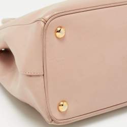Pre Owned Prada Light Pink Saffiano Lux Leather Small Double Zip Tote