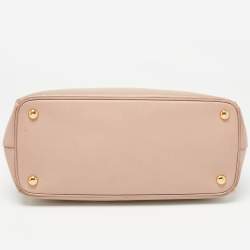 Pre Owned Prada Light Pink Saffiano Lux Leather Small Double Zip Tote