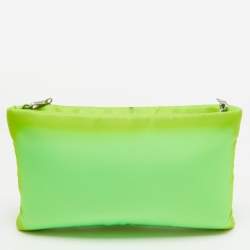 Prada Green Tessuto Nylon Logo Chain Clutch