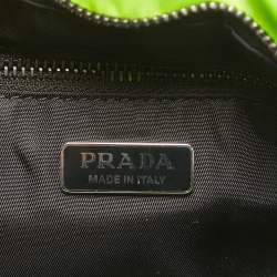 Prada Green Tessuto Nylon Logo Chain Clutch