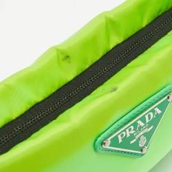 Prada Green Tessuto Nylon Logo Chain Clutch