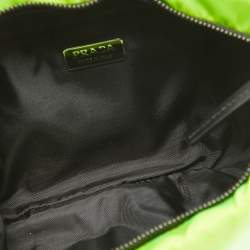 Prada Green Tessuto Nylon Logo Chain Clutch