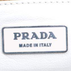 Pre Owned Prada Beige/Off White Raffia and Ostrich Leather Frame Satchel