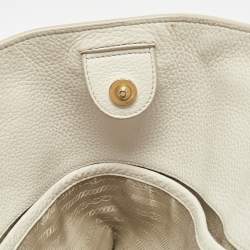 Pre Owned Prada White Vitello Daino Leather Side Zip Tote